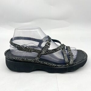 Thierry Rabotin Womens 39 8 Sandals Shoes Black Polka Dot Strappy Platform Chic